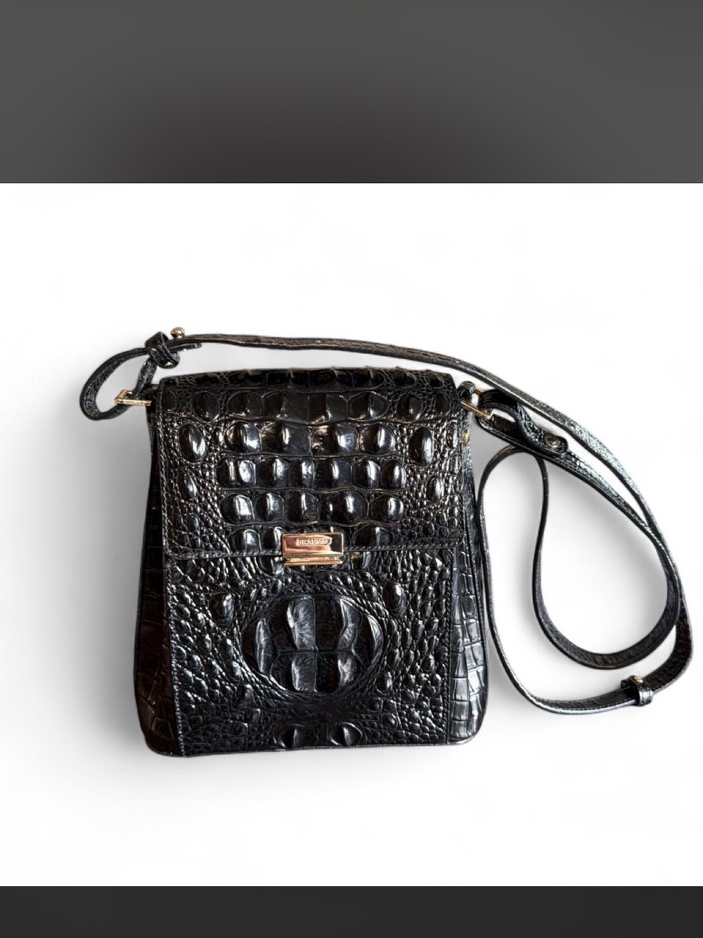 Brahmin Margo Black Melbourne Crocodile Handbag.